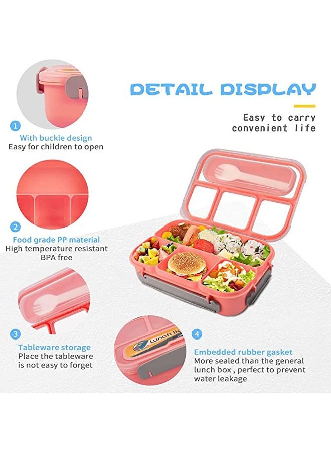 Arabest Bento Box Adult Lunch Box,Lunch Box Kids,Lunch Containers for Adults/Kids/Toddler,1L-4 Compartment Bento Lunch Box,Microwave & Dishwasher & Freezer Safe, BPA Free (Pink) - Image 2