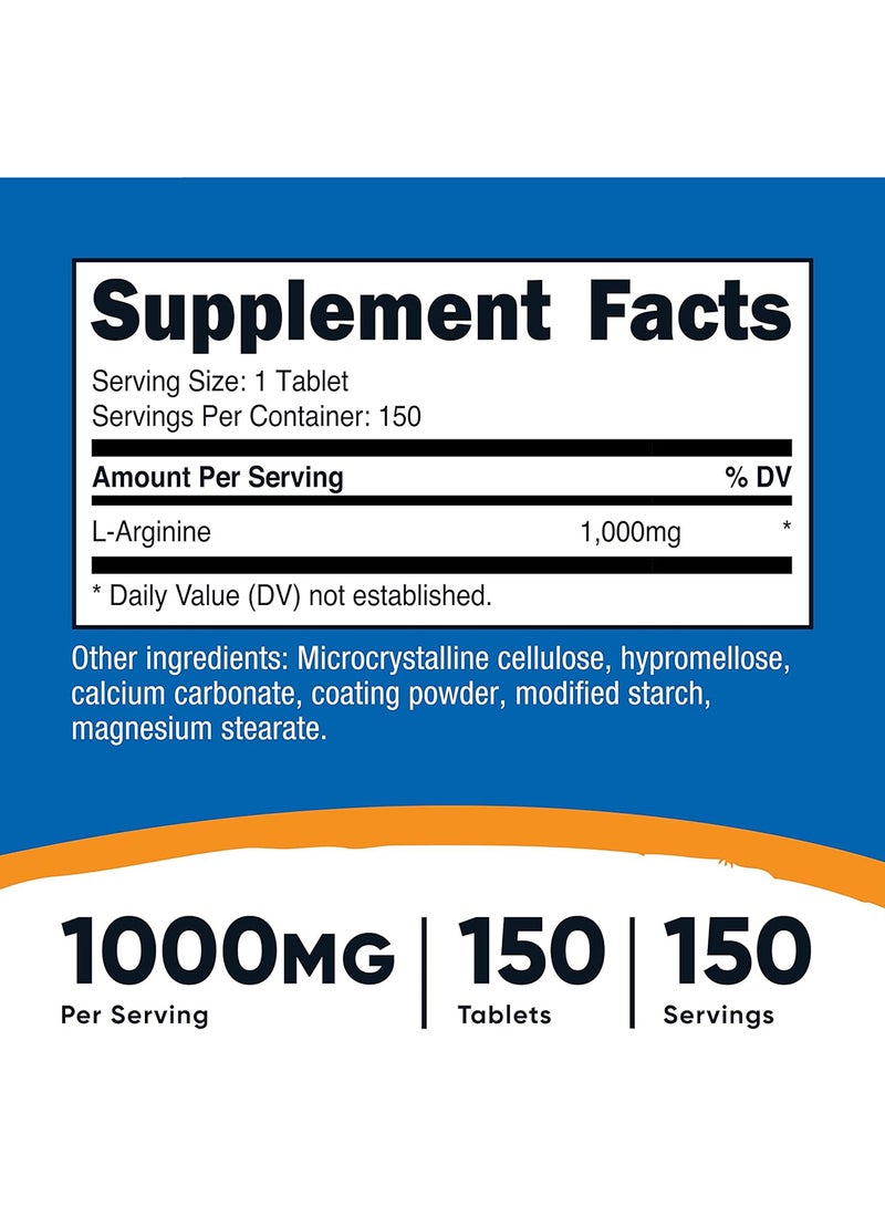 Nutricost Larginine 1000 Mg Amino Acid Tablets 150 Tablets  - Image 2