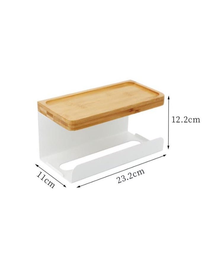 Toilet Paper Holder Wall Mount, Bathroom Tissue Holder With Shelf, Toilet Paper Roll Holder For Bathroom（BC-066-white） - Image 2