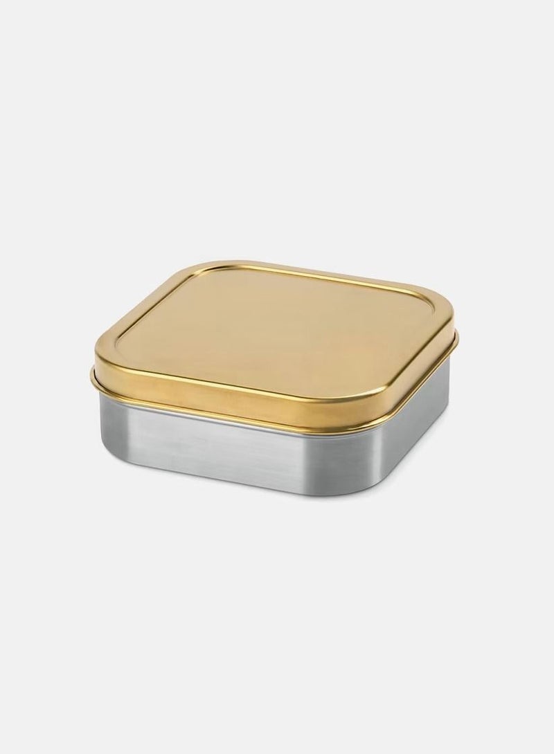 Tchibo Retro Stainless Steel Square Lunch Box - Silver and Gold, 15x14x6 cm - Image 2