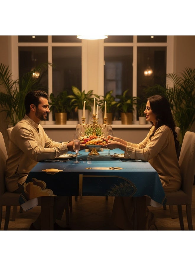 Y&D 140-140CM Ramadan Mubarak Eid Decoration Kitchen Restaurant Meal Waterproof Anti Fouling Tablecloth - Image 2