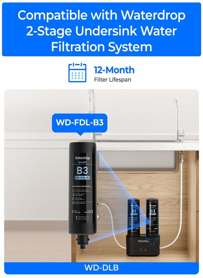 ووتر دروب فلتر مياه بديل Waterdrop FDL-B3، بديل لفلتر المياه Waterdrop DLB أسفل الحوض، نظام ترشيح المياه أسفل الحوض - Image 2