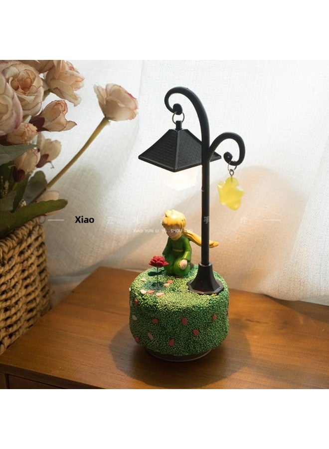 DIY Little Prince Night Light Music Box Material Pack Music Box For Girlfriend, Best Friend, Birthday Gift, Children's Gift-Color:DIY Star Hanging Light Music Box + Kneeling Prince + Flower (gift Bag) - Image 1