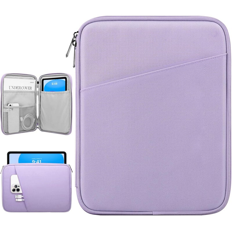 Dadanism 9-11" Tablet Sleeve Bag Carrying Case for iPad (A16) 11th Gen 11", iPad 10th Gen 10.9" Air 5/4, iPad Air M4/Pro 11", iPad 9/8/7th, Galaxy Tab A11+ Plus 11", Remarkable 2 10.3", Grey Purple - Image 1