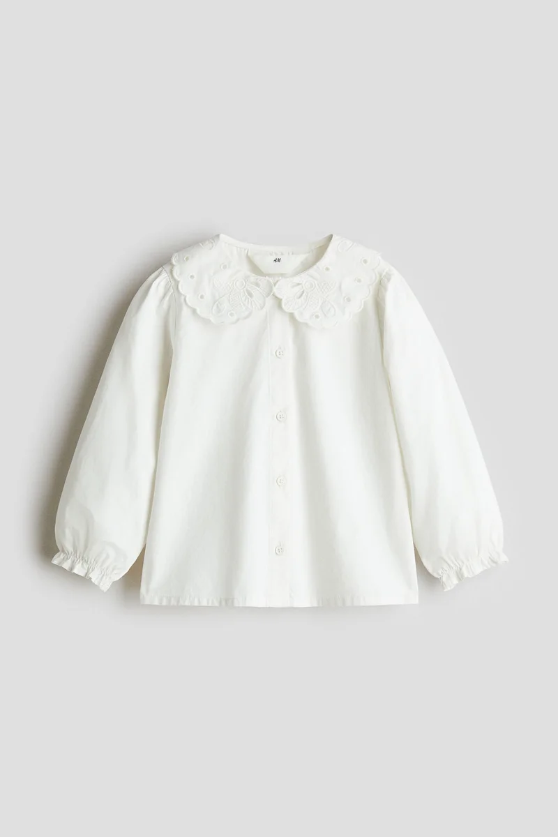 H&M Embroidered Peter Pan-collared blouse