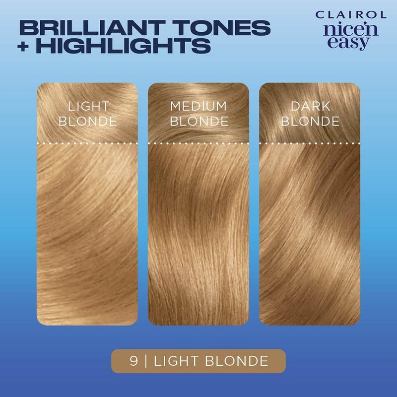 Clairol Nice'n Easy Permanent Hair Dye, 9 Light Blonde Hair Color, 3 Count - Image 4