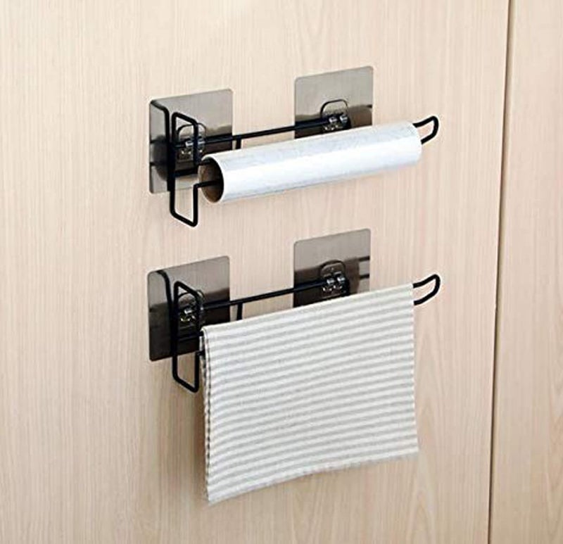 RAYMOX RAYMOX Self Adhesive Wall Mounted 3 in 1 Multi Functional Kitchen Rack for Towel Holder Tissue Paper Rack Wine Glass Holder No Drilling  - Image 5
