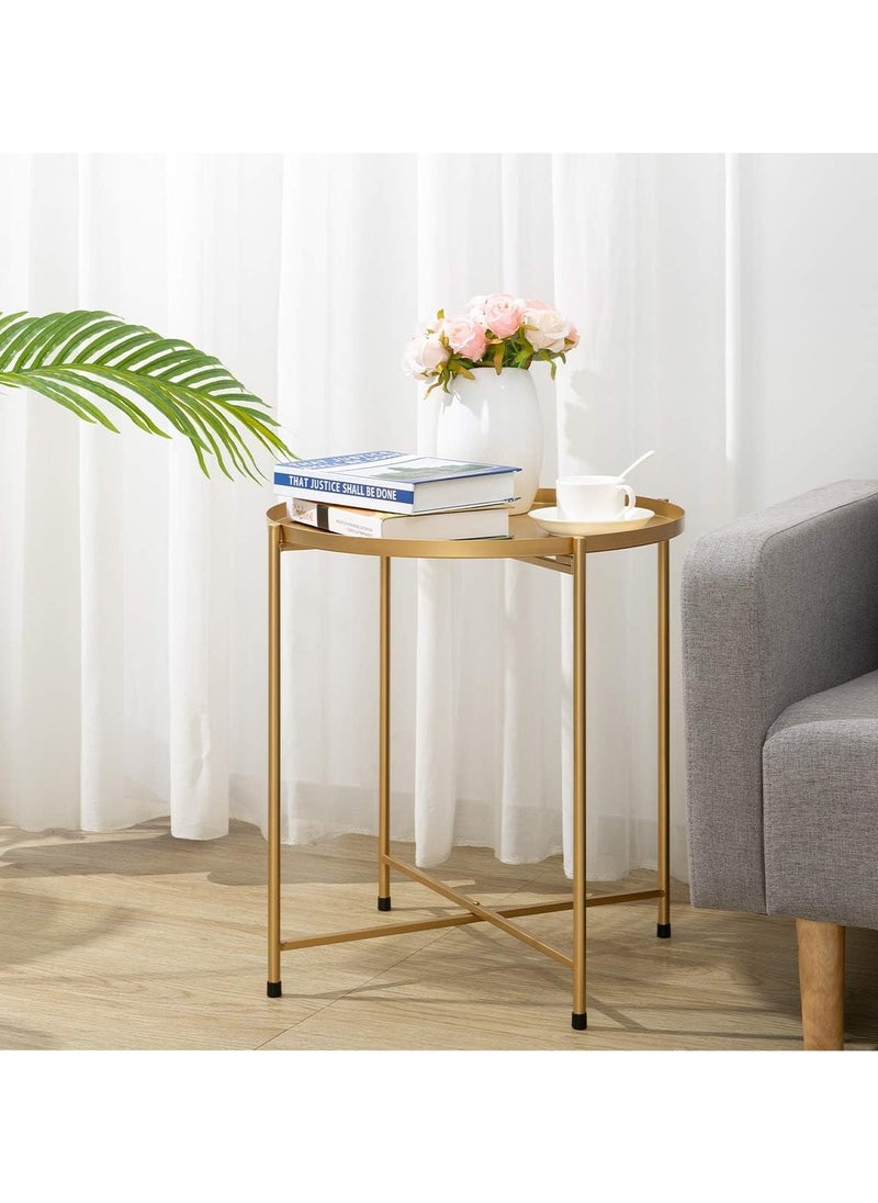 Generic - Metal Side Table End Table Small Coffee Table with Removable Tray Simple Bedside Table for Livingroom,Bedroom,Patio,Garden(Yellow) - Image 1