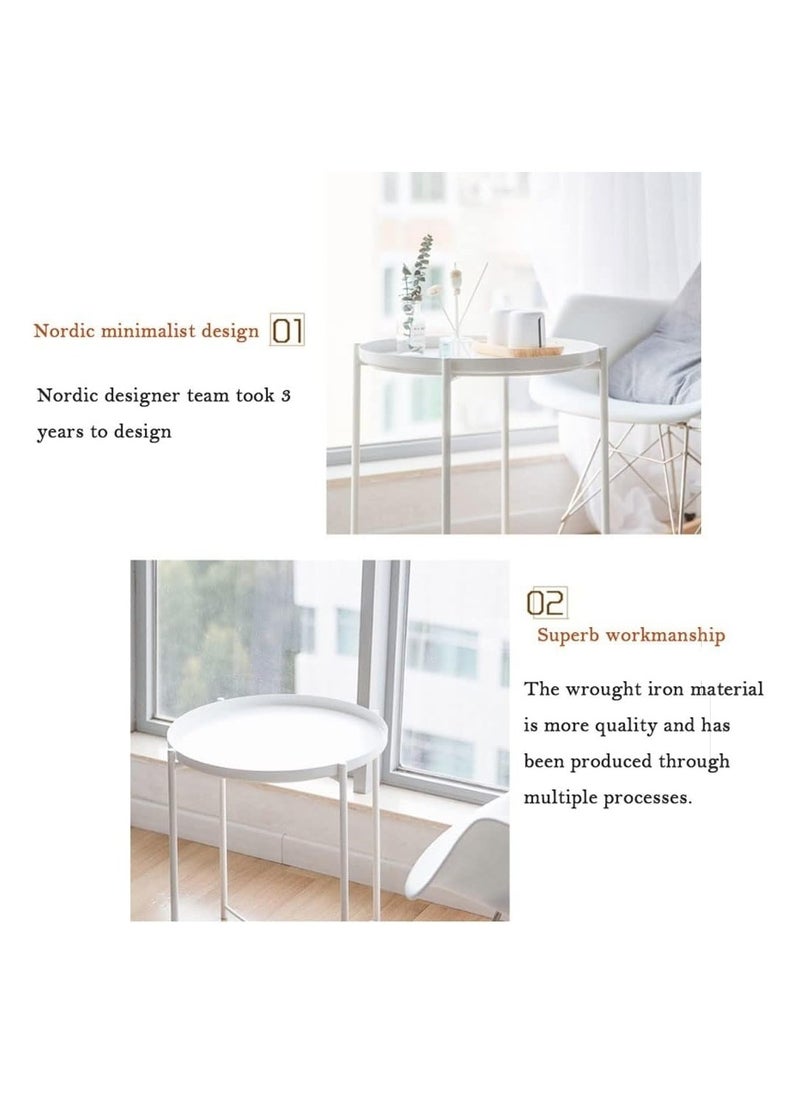 Generic - Metal Side Table End Table Small Coffee Table with Removable Tray Simple Bedside Table for Livingroom,Bedroom,Patio,Garden(Yellow) - Image 1