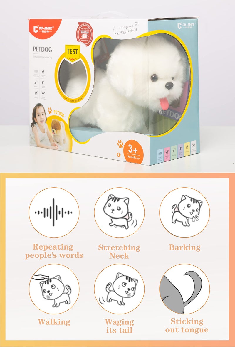 CU-MATE Interactive Maltese Simulation Dog-Realistic Puppy Electronic Toy Dog with Walking/Barking/Wagging Tail/Talking- Robotic Pet Toy Present Gift for Toddler Girls Boys - Image 2
