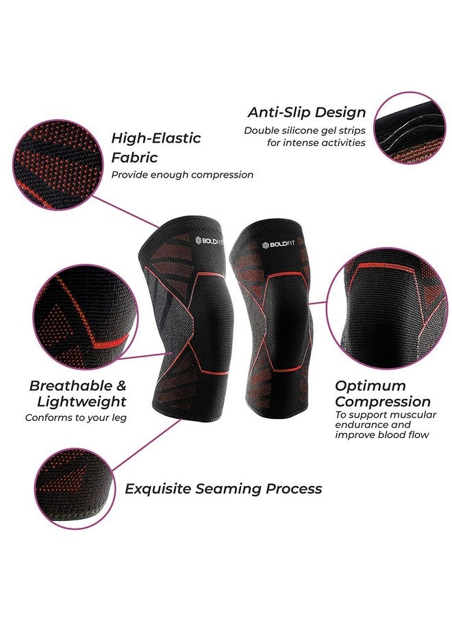 BOLDFIT Boldfit Nylon Knee Support, Knee Caps, Knee Brace For Knee Pain Relief Products, Knee Pad Leg Sleeves, Gym Squats Knee Belt Knee Support For Men and Women-Red, L - Image 3