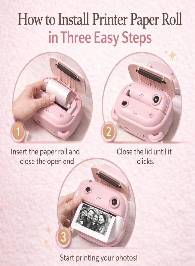 Casaquin Kids Instant Print Camera with Mini HD Photo & 1080P Video, Selfie Digital Toy for Boys & Girls, Portable Instant Photo Printer with 2 Thermal Paper Rolls, Colour Subject to Availability - Image 4