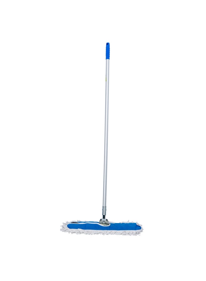 Royalford Airport Mop W-Aluminium Handle 600Mm Dust Mop Multicolor Silver Handle Blue Mop Head 131x35x74cm - Image 1