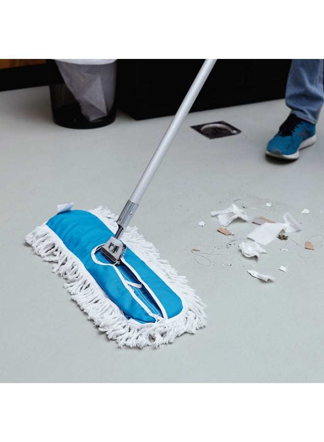 Royalford Airport Mop W-Aluminium Handle 600Mm Dust Mop Multicolor Silver Handle Blue Mop Head 131x35x74cm - Image 5