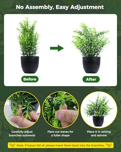 Clearain Fake Plants 6 Packs Artificial Plants Small Faux Plants Black Bathroom Accessories for Bathroom Home Kitchen Coffee Table Office Desk Decor Indoor Black - Image 3