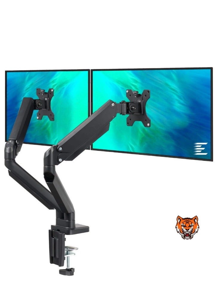 TIGER Dual Monitor Mount Stand – Height Adjustable, Fully Articulating Counterbalance Gas Spring Desk Mount for Two 17 to 32 Inch Screens  - Image 1