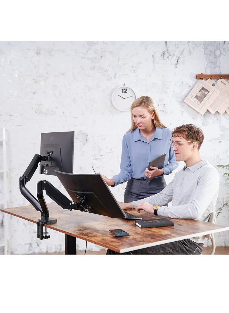 TIGER Dual Monitor Mount Stand – Height Adjustable, Fully Articulating Counterbalance Gas Spring Desk Mount for Two 17 to 32 Inch Screens  - Image 3
