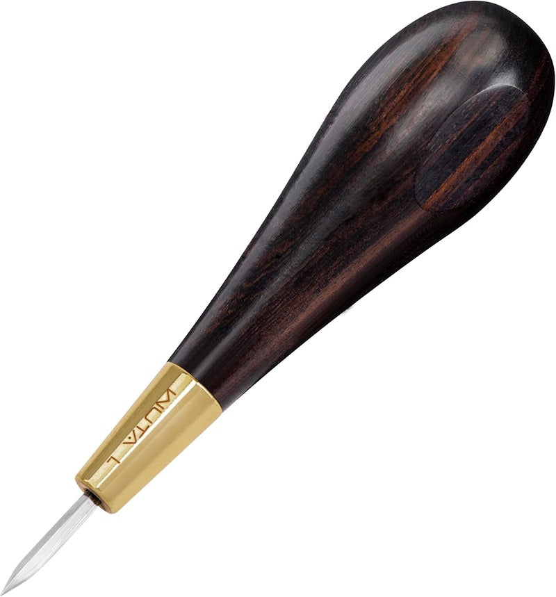 WUTA Shape Leather Craft Diamond Stitching Awl Ebony Blackwood Handle Sewing Awl Kits Handmade Sewing Tools DIY Stitcher Taper (Large 1pcs) - Image 1