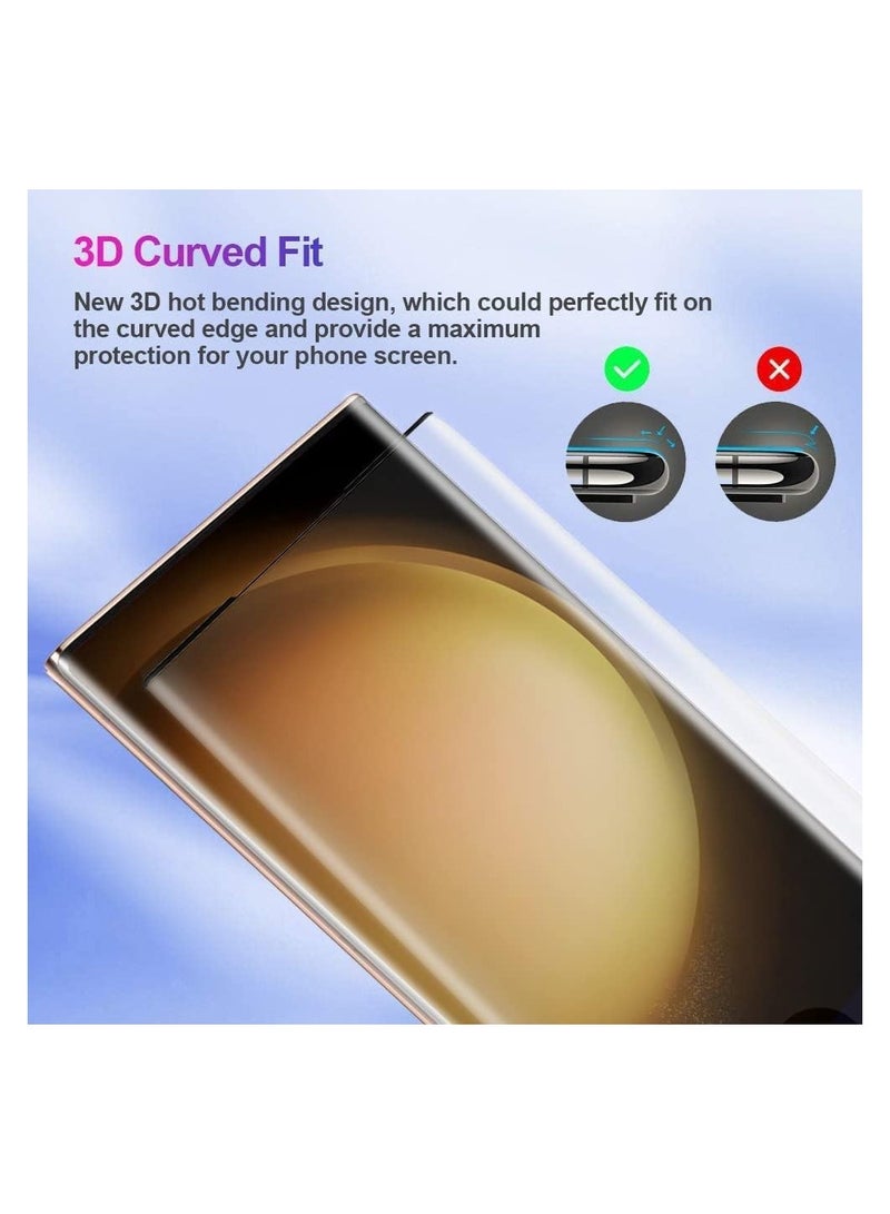 Samsung Galaxy S23 Ultra Screen Protector Tempered Glass,3D Curved Edge High Definition Anti Scratch 9H Hardness Bubble-Free Case Friendly Full Glue Screen Protector for Galaxy S23 Ultra (5D Black) - Image 3