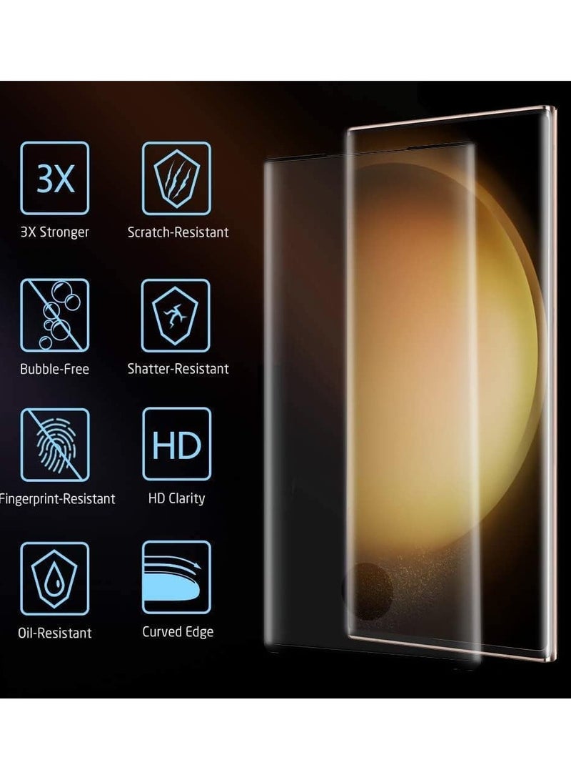 Samsung Galaxy S23 Ultra Screen Protector Tempered Glass,3D Curved Edge High Definition Anti Scratch 9H Hardness Bubble-Free Case Friendly Full Glue Screen Protector for Galaxy S23 Ultra (5D Black) - Image 4