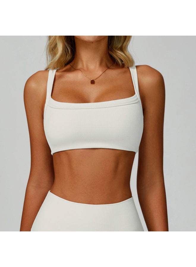 Double Shoulder Strap Threaded Yoga Bra Hollow Beautiful Back Tight Sports Bra Outer Wear Running Fitness Wear 3093