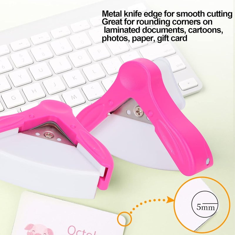 woobles Corner Puncher, Corner Rounder Punch 5MM R5 Rounded Edge Mini for School for Office for Paper Craft(red)-Red - Image 2