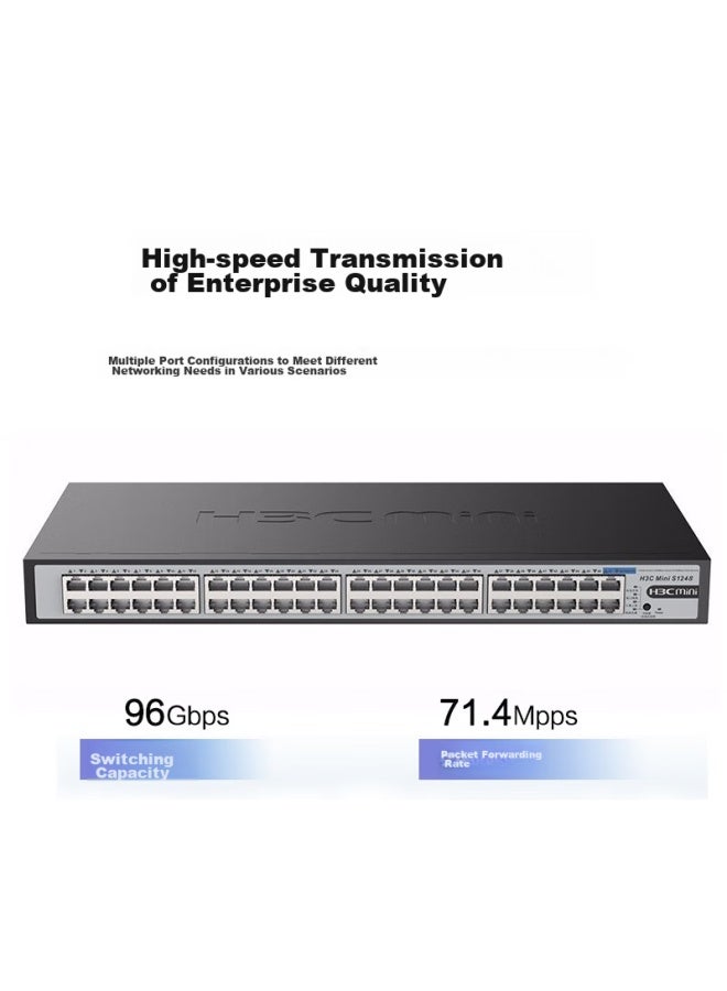 H3c 48-port Gigabit Switch, Unmanaged Enterprise-grade Switch, Network Cable Splitter, Rack-mounted S1248 - Image 1