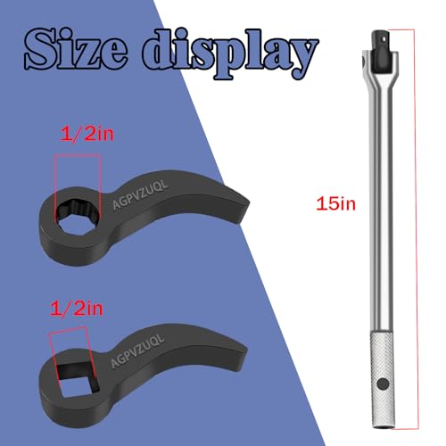 Acouza 3 Pcs Pry Bar Adapter Head Set for Half Shaft Removal - Crowbar Wrench Tool Pry Bar Set,15 Inch 1/2 Wrench Extender Cv Axle & Bearing Service Tools, Automotive Repair Pry Tool - Image 3