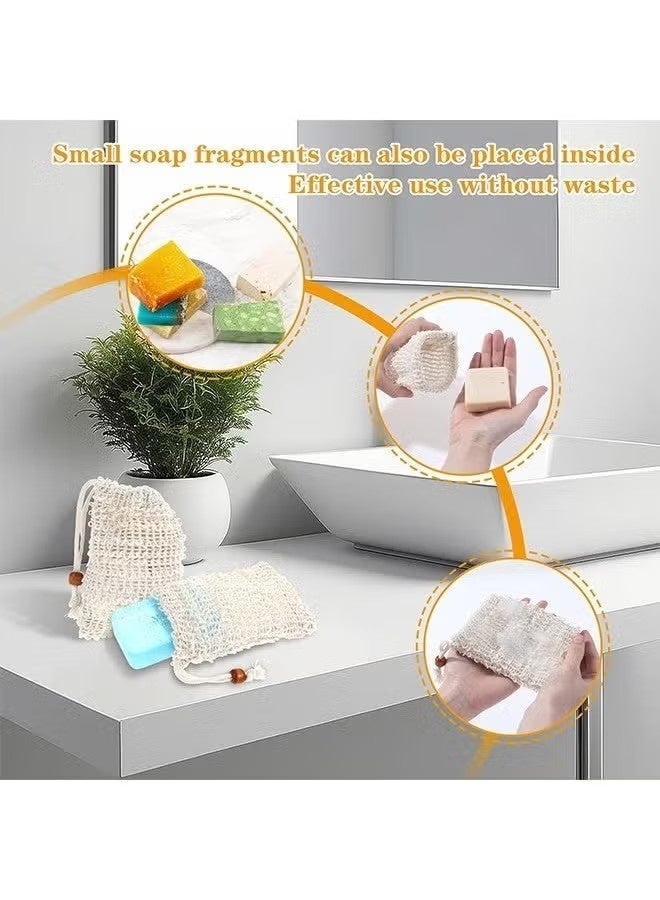 6 Pcs Sisal Fiber Soap Bag, Exfoliating Soap Pouch with Drawstring, for Exfoliating Shower Scrubber - Image 4