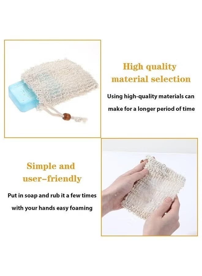 6 Pcs Sisal Fiber Soap Bag, Exfoliating Soap Pouch with Drawstring, for Exfoliating Shower Scrubber - Image 5