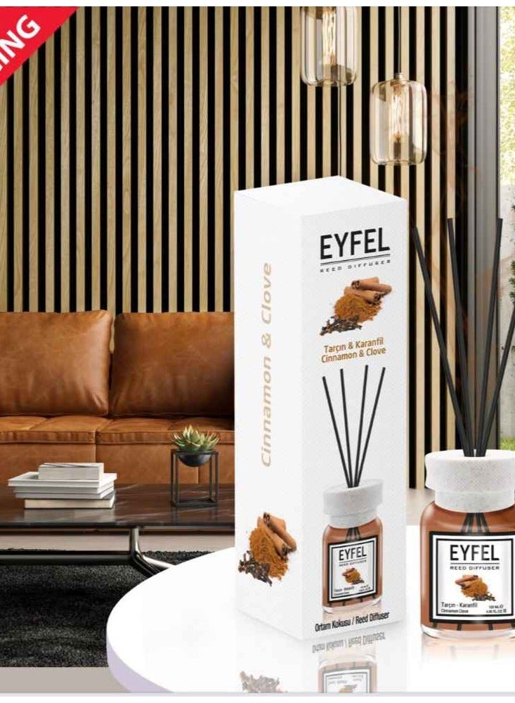 eyfel eau de parfum EYFEL Reed Diffusers for Home – Cinnamon & Cloves Reed Diffuser Set 4.05 fl oz Oil Diffuser Sticks, Bathroom Diffuser, Oil Reed Diffuser, Scented Sticks, Oil Diffuser Sticks - Image 1