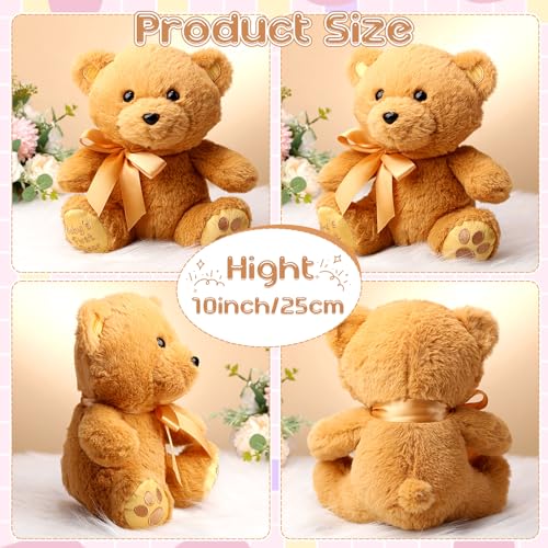 Chalyna 10 Inch Stuffed Babys Animal First Bear Cute Doll Plush Baby Shower Party Favor Plush Toy Stuffed for Birthday Baby Shower WeddingBrown - Image 5