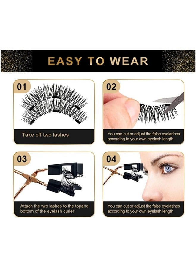 Beauenty Magnetic Eyelashes without Eyeliner,Lightweight Magnetic False Eyelashes,Reusable Dual Magnetic lashes with 8 Pair, Looking Natural No Glue 3D False Eyelashes Kit with Applicator, Easy to Wear(Black)  - Image 4