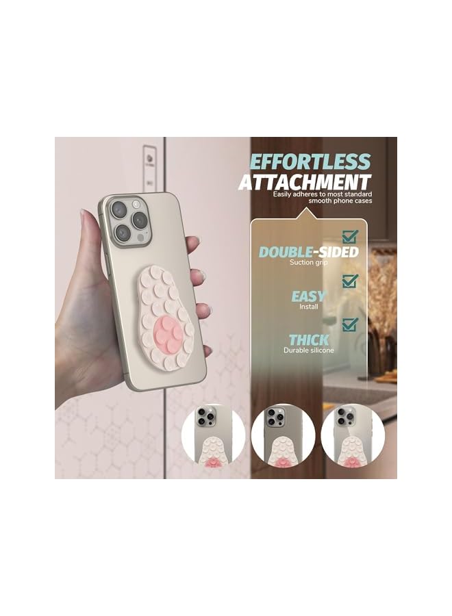 S-TOP Double Sided Silicone Suction Cups Phone Mount Two-Color Avocado Design Compatible for All Cellphones, Hands-Free Strong Grip Holder for Tiktok Videos Selfies 2Pcs (Black and Pink) - Image 4