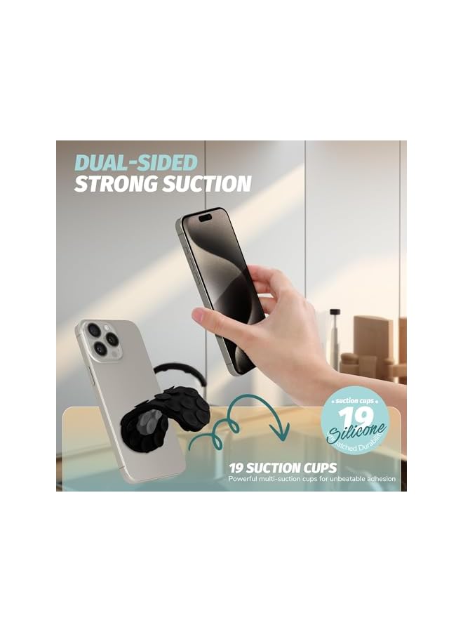 S-TOP Double Sided Silicone Suction Cups Phone Mount Two-Color Avocado Design Compatible for All Cellphones, Hands-Free Strong Grip Holder for Tiktok Videos Selfies 2Pcs (Black and Pink) - Image 3