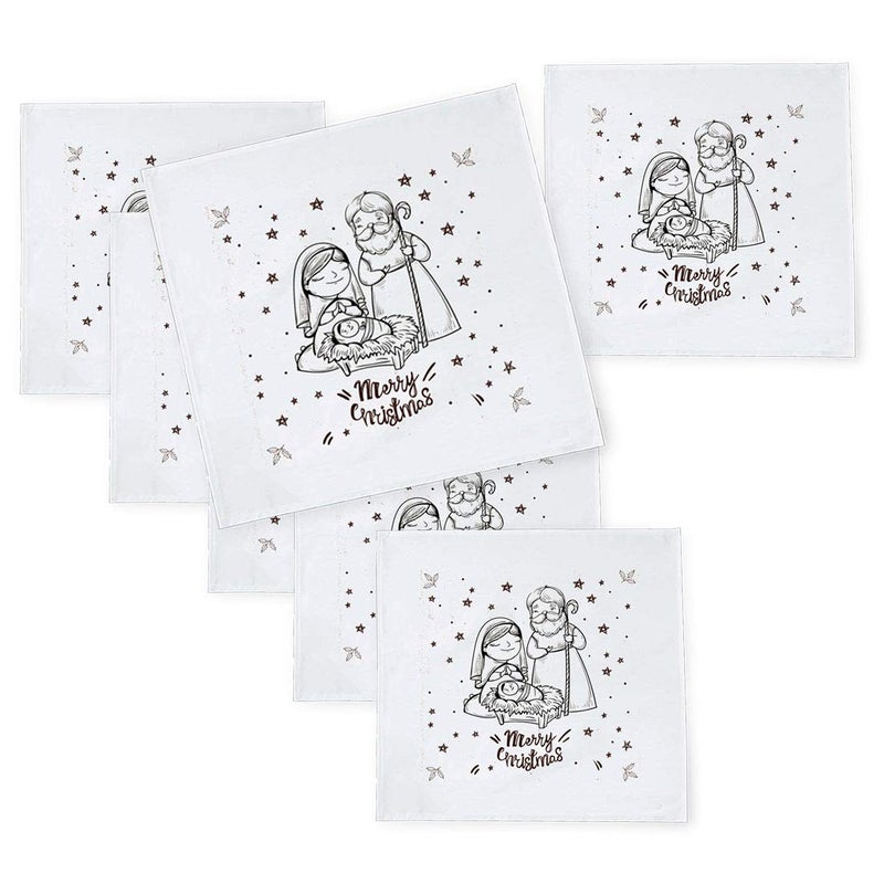 Khakee 6 Pcs Christmas Theme Tafta Silk Table Napkins 10x 10 for Xmas Decoration Christmas OrnamentsChristmas Gift npxmas268P - Image 1