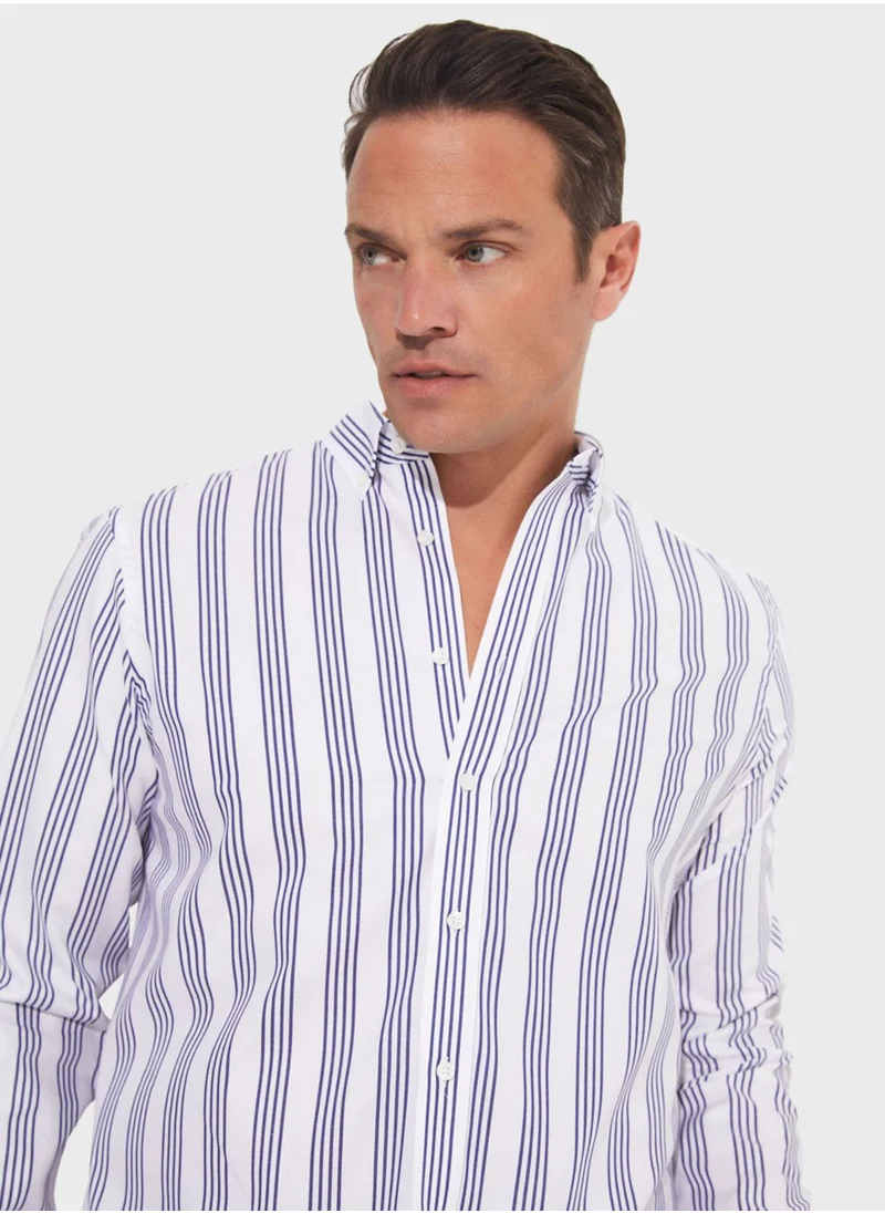 JUNE Striped Button Down Regular Fit Shirt Shirt