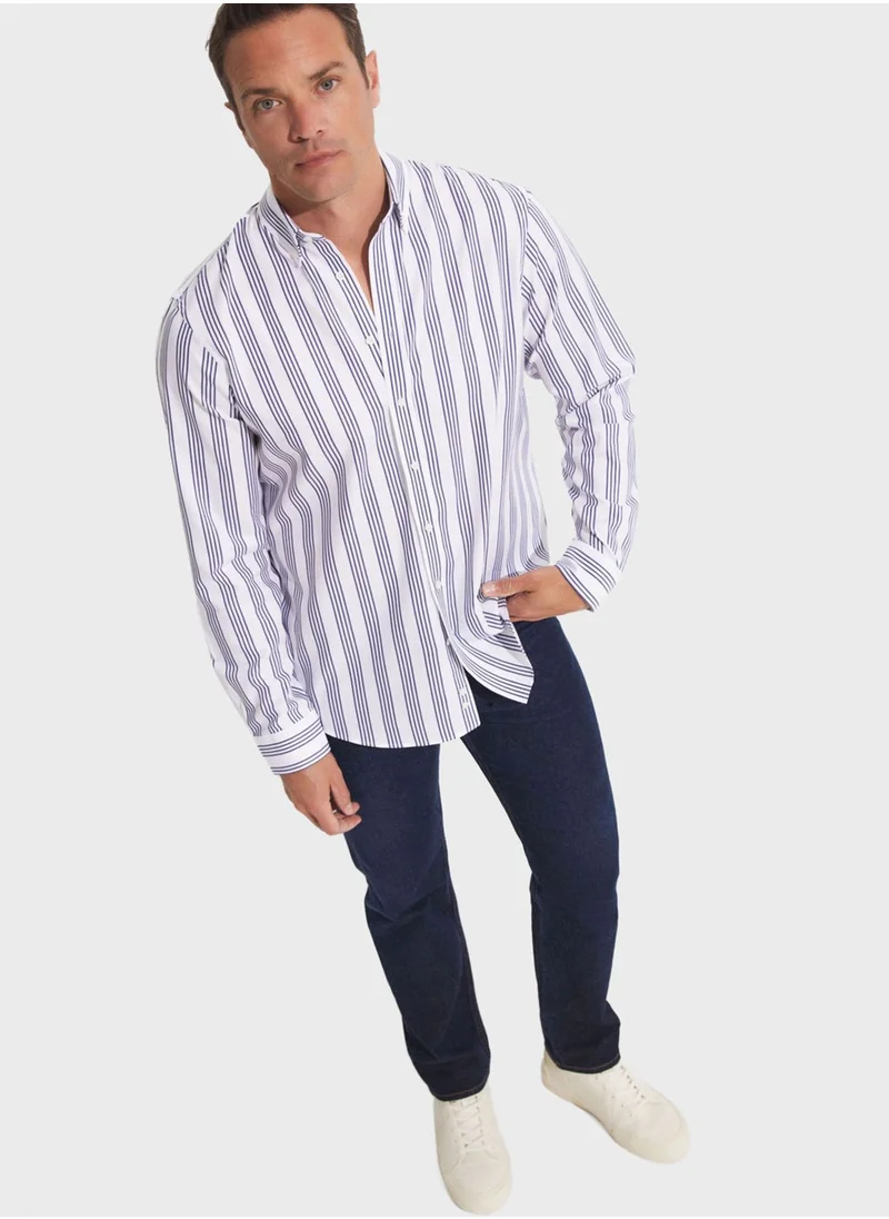 JUNE Striped Button Down Regular Fit Shirt Shirt