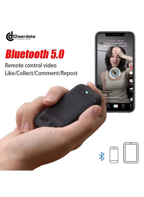 Remote Control for TikTok, Kindle App Page Turner, Bluetooth Camera Video Recording, Tik Tok Scrolling Ring for Sending on iPhone, iPad, iOS, Android Camera Remote Shutter Selfie Button, Black.