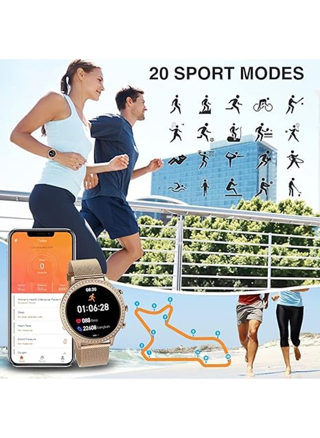 RollsTimi  Smart Watch for Women(Answer/Make Call) Smartwatch for Android Phones and iOS 1.32" HD Screen Fitness Tracker 19 Sports Mode Heart Rate Sleep Monitor Pedometer Waterproof,Gold  - Image 3