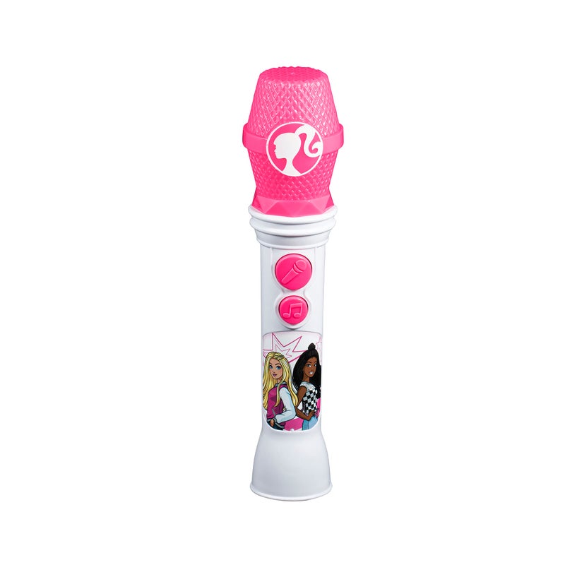 ekids KIDdesigns Barbie Sing Along Microphone for Kids | Real Working Microphone| Built in Music LED Flashing Light and Speaker| Kids Toys Portable Karaoke Machine - by Mattel - Image 1