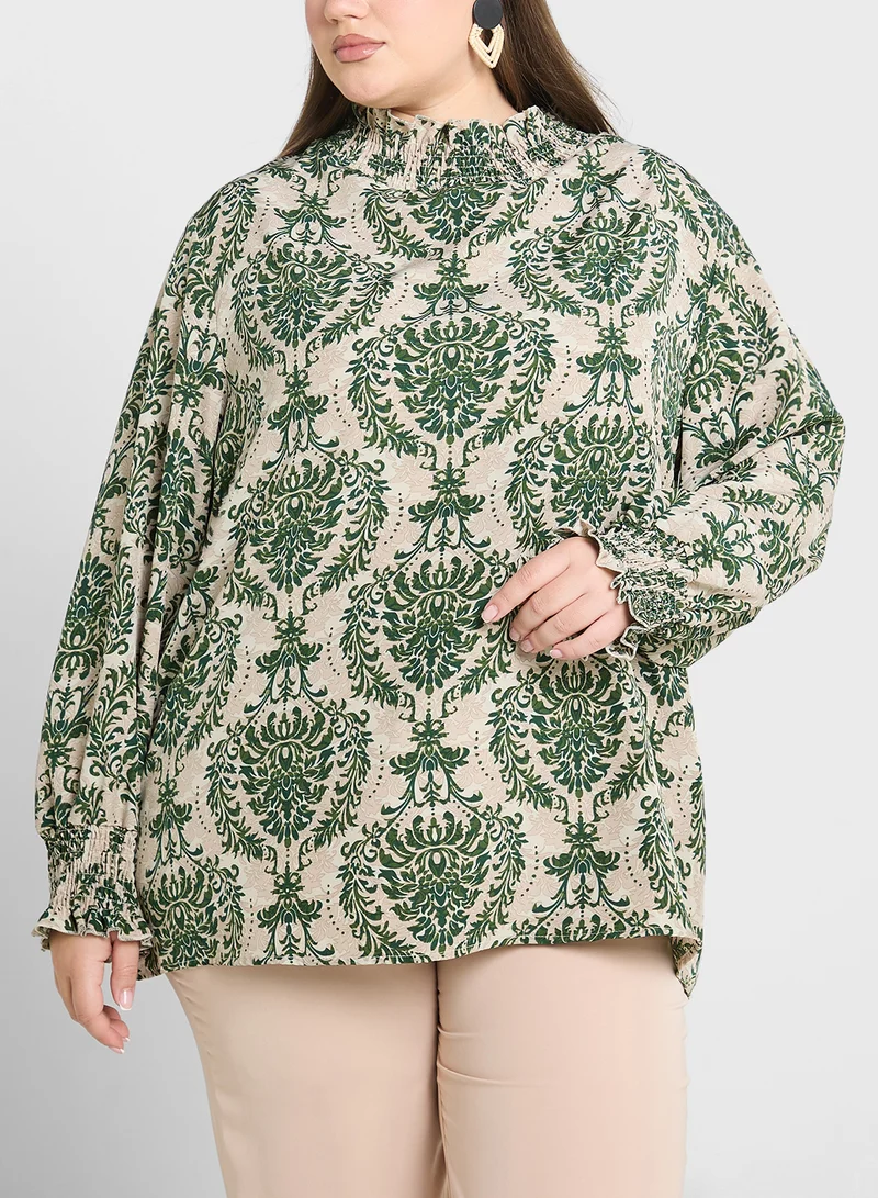 Ginger Plus Boho Style Floral Print Blouse