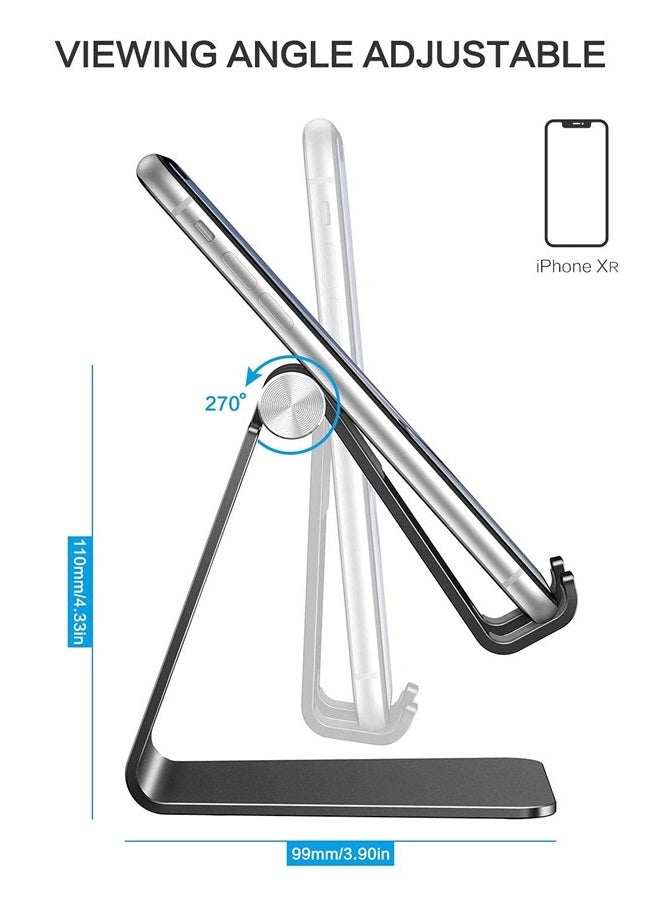 Omoton Adjustable Cell Phone Stand, C2 Aluminum Desktop Phone Holder Dock Compatible with iPhone 11 Pro Max Xs XR 8 Plus 7 6, Samsung Galaxy, Google Pixel, Android Phones, Black - Image 1