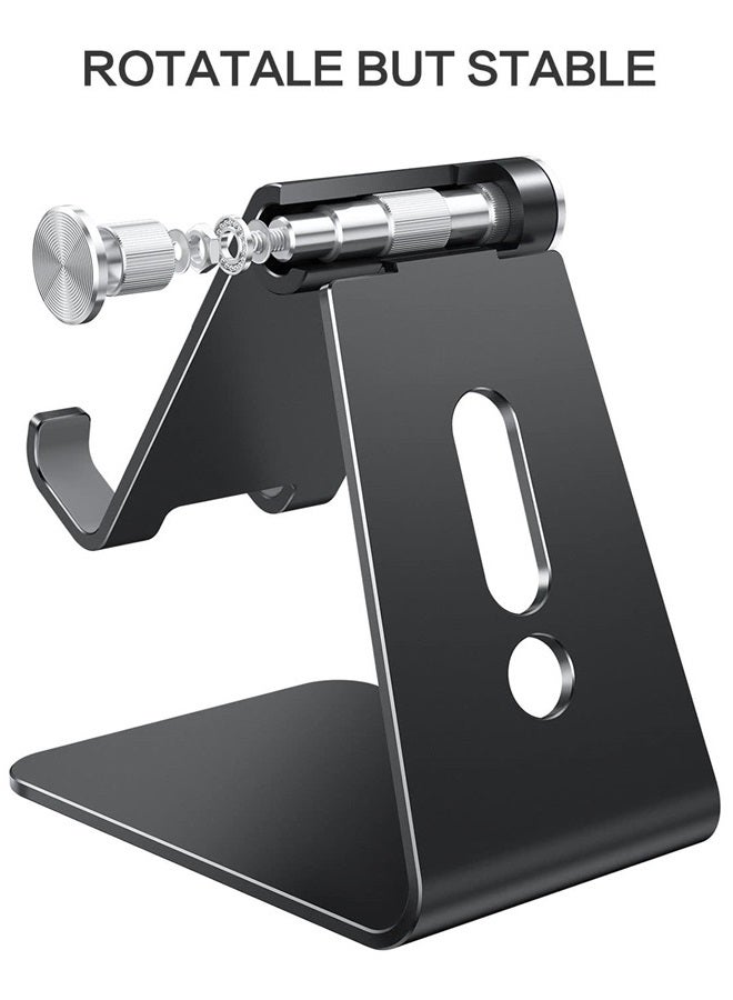 Omoton Adjustable Cell Phone Stand, C2 Aluminum Desktop Phone Holder Dock Compatible with iPhone 11 Pro Max Xs XR 8 Plus 7 6, Samsung Galaxy, Google Pixel, Android Phones, Black - Image 3