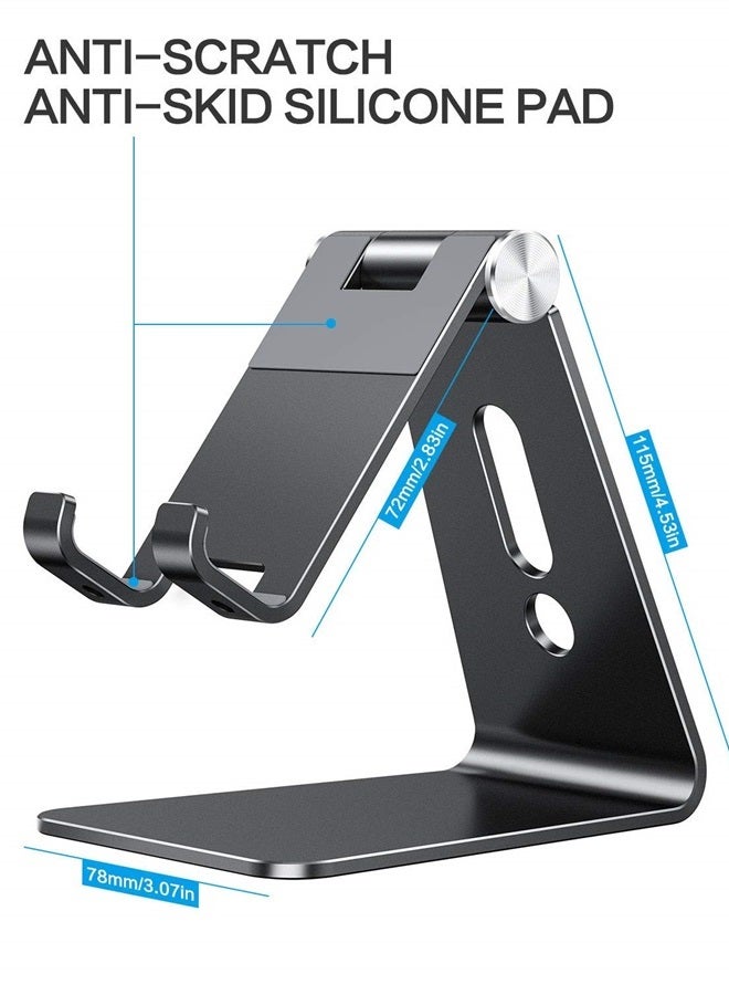 Omoton Adjustable Cell Phone Stand, C2 Aluminum Desktop Phone Holder Dock Compatible with iPhone 11 Pro Max Xs XR 8 Plus 7 6, Samsung Galaxy, Google Pixel, Android Phones, Black - Image 2