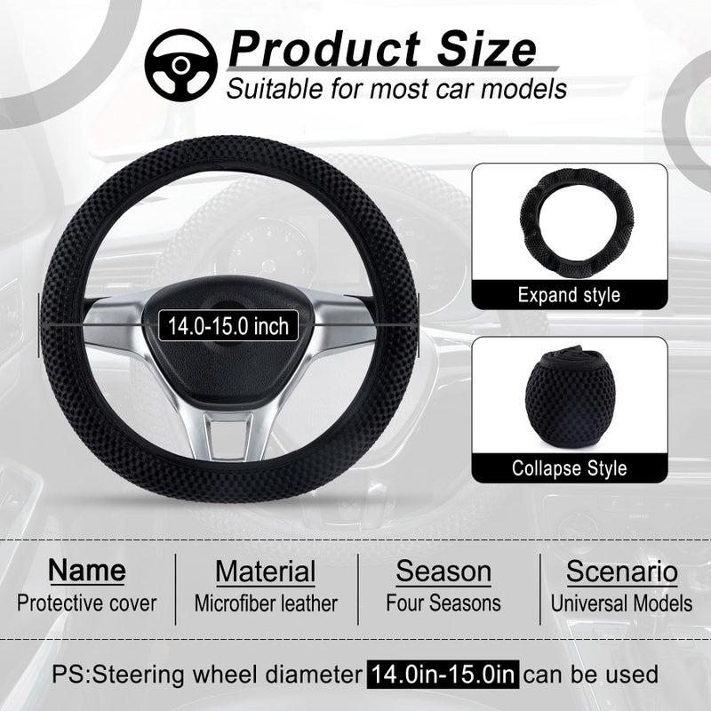 Alpmosn Elastic Stretch Steering Wheel Cover, Universal Interior Accessories Steering Wheel Cover for Women & Men, Breathable Microfiber Ice Silk, Anti-Slip, Odorless, Easy Carry(Black) - Image 2