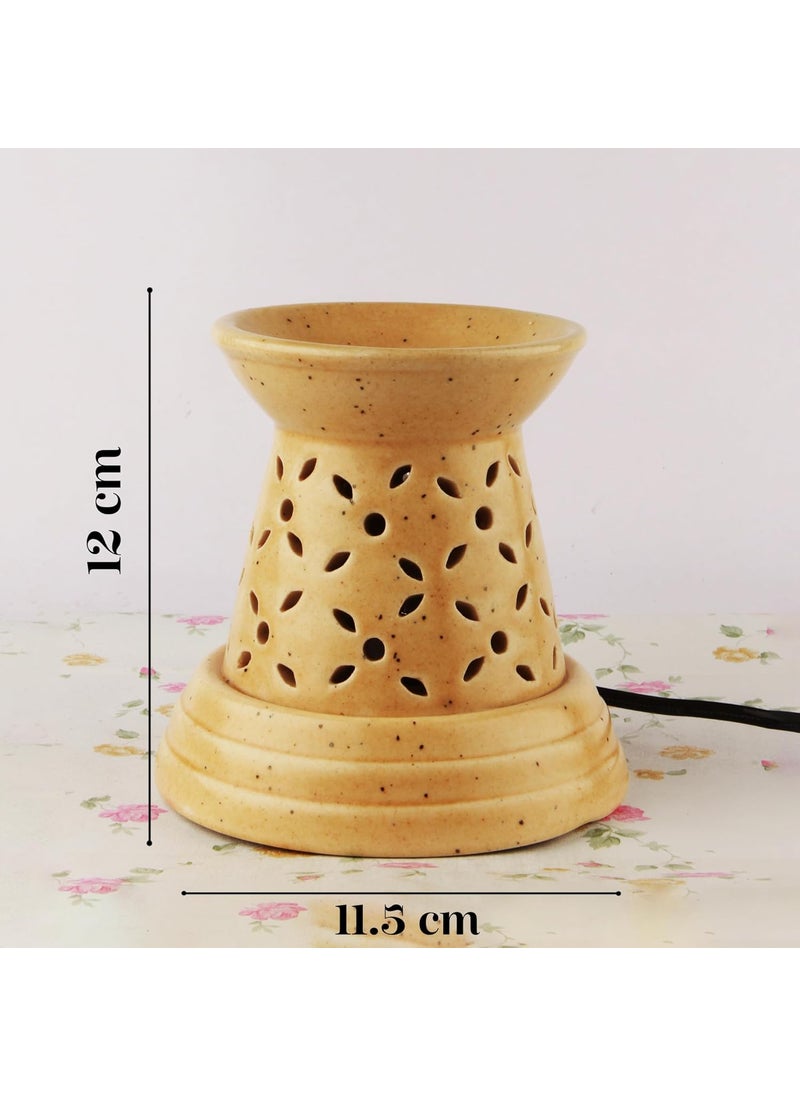 DECOVAA DECOVAA Damru Ceramic Electric Diffuser for Home Fragrance Diffuser lamp Aroma Oil Burner Essential Oil Warmer Aroma Oil Diffuser with 10 Ml Essential Oil Brown Lavender Fragrance  - Image 3