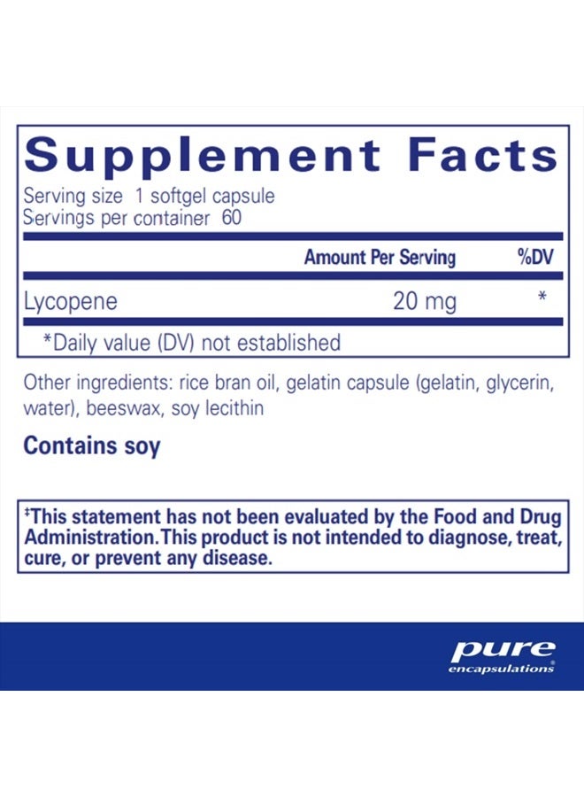 Pure Encapsulations Lycopene 20 mg | Dietary Supplement for Cellular and Macular Support | 60 Softgel Capsules - Image 2