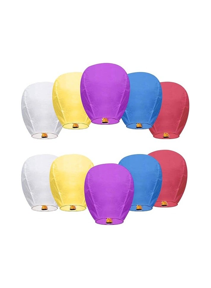 Sky Chinese Lanterns 10Pack, Sky Lanterns to Release in Memory, Love Color Large Memorial Paper Lanterns Birthday Wedding Funeral Christmas to Make Wishes(Color-10pcs) - Image 1
