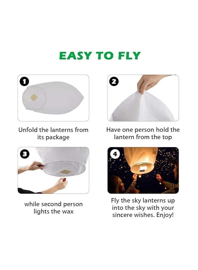 Sky Chinese Lanterns 10Pack, Sky Lanterns to Release in Memory, Love Color Large Memorial Paper Lanterns Birthday Wedding Funeral Christmas to Make Wishes(Color-10pcs) - Image 3